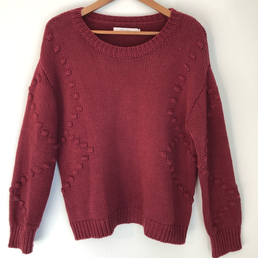 Harper Lane Plum Popcorn Scoop Neck Sweater, size Large